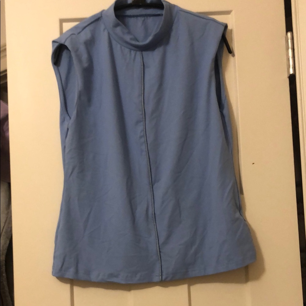 Gray Fitted Blouse with Mandarin Collar